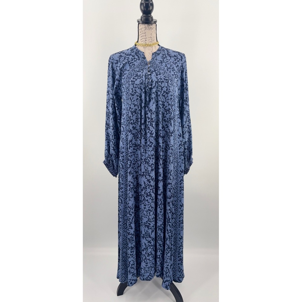 B56 Natalie Martin Fiore Maxi Dress XS Orchid Blue Floral Silk Lagenlook Boho - Picture 3 of 11